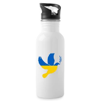 Peace Ukraine Flag Doves Bird Peace Symbol - Water bottle with straw - white - Right