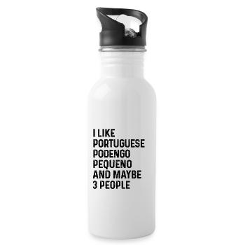 Ich mag portugiesischen Podengo Pequeno und vielleicht 3 - Trinkflasche mit integriertem Trinkhalm - Weiß - Rechts
