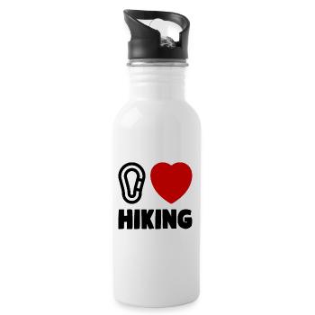 I love hiking Wandern Herz Liebe Wanderer - Trinkflasche mit integriertem Trinkhalm - Weiß - Rechts