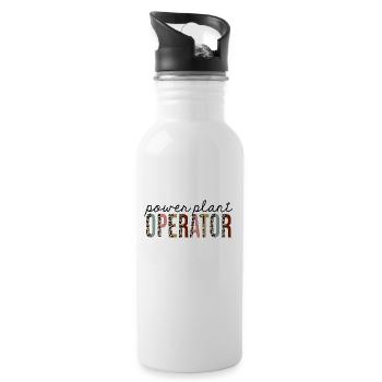 Kraftwerksbetreiber Leopardenprint Lustig - Trinkflasche mit integriertem Trinkhalm - Weiß - Rechts