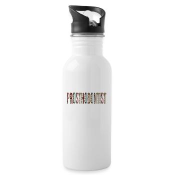 Prosthodontist Life Colorful Leopard Print Funny - Water bottle with straw - white - Right