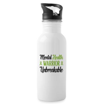 Mental Health Warrior Unbreakable Mental Health - Water bottle with straw - white - Right
