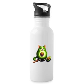 Avocado Cat - Trinkflasche mit integriertem Trinkhalm - Weiß - Rechts