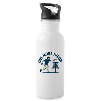 One More Throw – Disc Golf Lifestyle Design - Water bottle with straw - white - Right