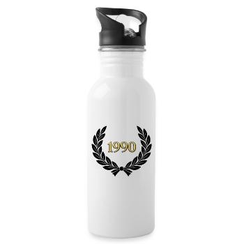 Jahrgang Lorbeer  - Trinkflasche mit integriertem Trinkhalm - Weiß - Rechts