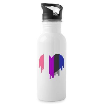Dripping Gender Fluid Pride Heart - Water bottle with straw - white - Right