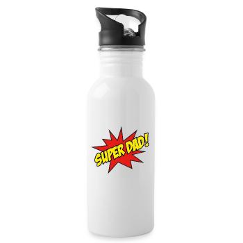 Super Papa! - Trinkflasche mit integriertem Trinkhalm - Weiß - Rechts