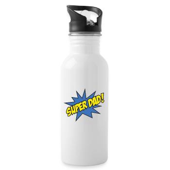 Super Papa! - Trinkflasche mit integriertem Trinkhalm - Weiß - Rechts