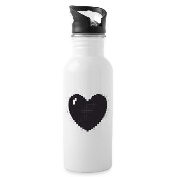 Cadeau Heart Pixel Gamer - Gourde avec paille intégrée - blanc - Droite