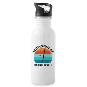 Segelflieger Segelfliegen Segelflugzeug Fliegen - Trinkflasche mit integriertem Trinkhalm - Weiß - Rechts