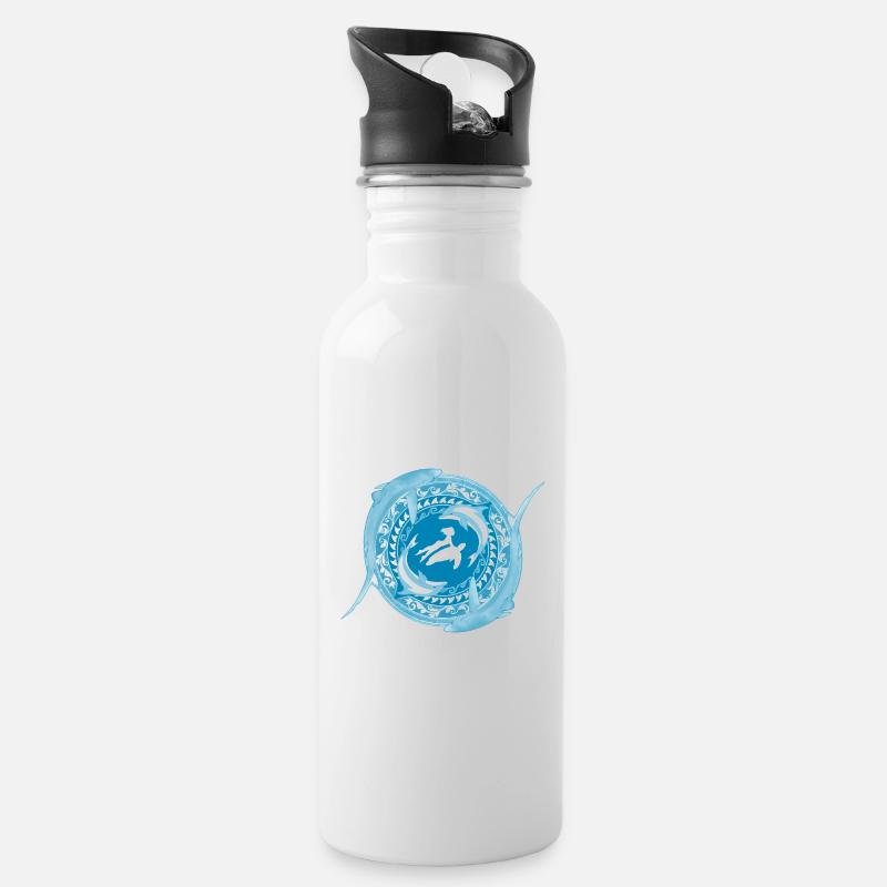 Kind von Poseidon - Trinkflasche mit integriertem Trinkhalm - Weiß