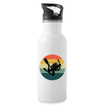Free Dive Herren Scuba Diver Damen Diver - Trinkflasche mit integriertem Trinkhalm - Weiß - Rechts