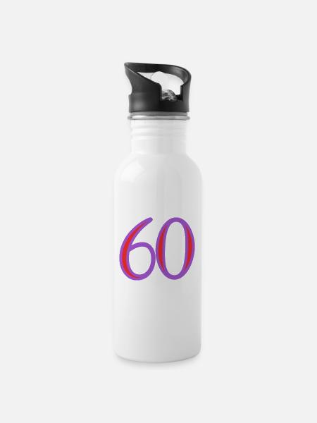 60. 60 YEARS - Water bottle with straw - white