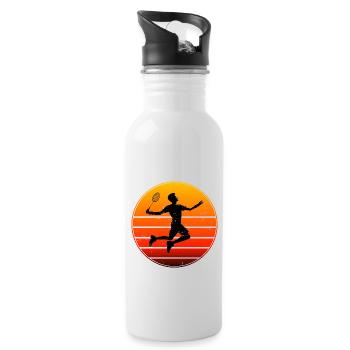 Federball Badminton Badmintonspieler Herren - Trinkflasche mit integriertem Trinkhalm - Weiß - Rechts