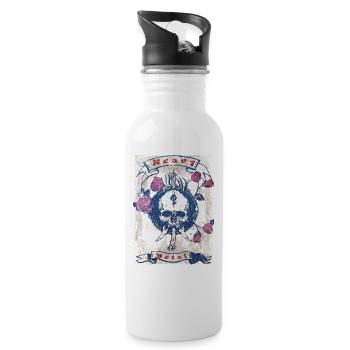Heavy Metal Rock Music - Trinkflasche mit integriertem Trinkhalm - Weiß - Rechts