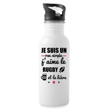 mec simple rugby bière,t-shirt rugby - Gourde avec paille intégrée - blanc - Droite