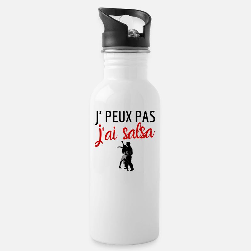 Je peux pas j'ai salsa humour - Gourde avec paille intégrée - blanc