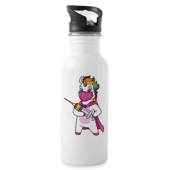 Vaccinated Unicorn Immunicorn - Water bottle with straw - white - Right