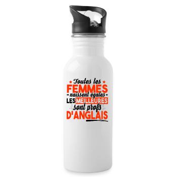 Prof Anglais Professeur English Teacher Collège - Gourde avec paille intégrée - blanc - Droite