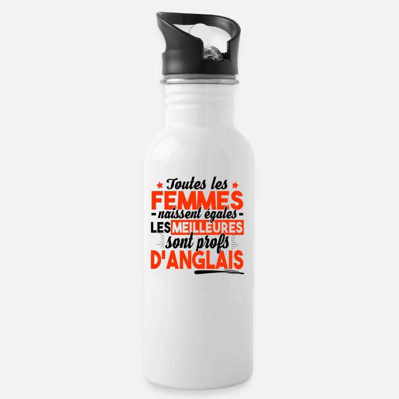 Prof Anglais Professeur English Teacher Collège - Gourde avec paille intégrée - blanc