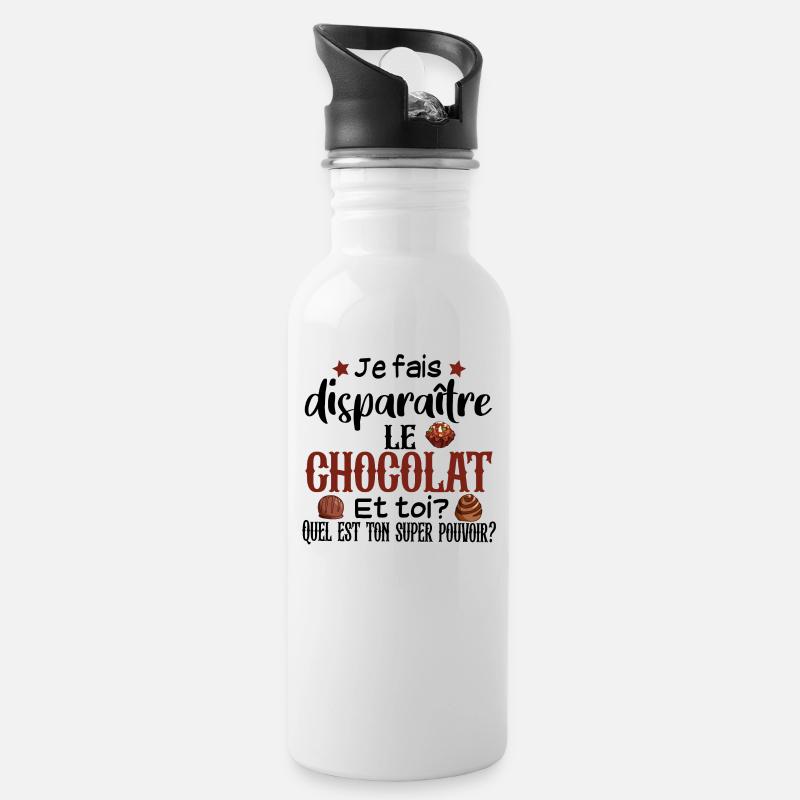 Chocolat Choco Cadeau Humour Noël Gourmand - Gourde avec paille intégrée - blanc