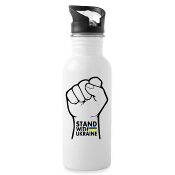 stand with ukraine - Trinkflasche mit integriertem Trinkhalm - Weiß - Rechts