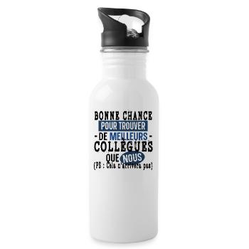 Collègue Collègues Cadeau Départ Retraite Humour - Gourde avec paille intégrée - blanc - Droite