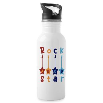 1. Klasse ABCD Rockgitarre T shirt - Trinkflasche mit integriertem Trinkhalm - Weiß - Rechts