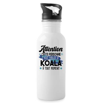 Koala Animal Mignon Cadeau Humour Peluche Zoo - Gourde avec paille intégrée - blanc - Droite