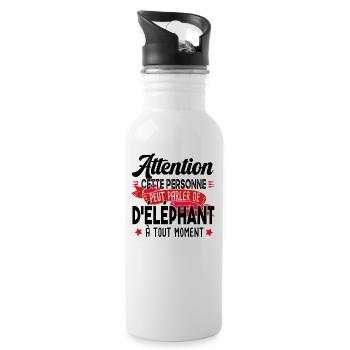 Éléphant Animal Dumbo Cadeau Humour Safari Trompe - Gourde avec paille intégrée - blanc - Droite