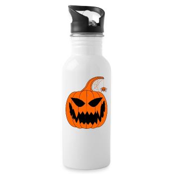 Halloween Kürbis mit Spinne - Trinkflasche mit integriertem Trinkhalm - Weiß - Rechts