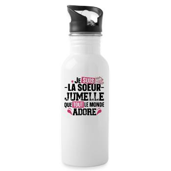Sœur Jumelle Licorne Sœurs Famille Fille Rose Mug - Gourde avec paille intégrée - blanc - Droite