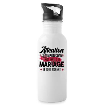Mariage Fiançailles Couple Cadeau Amour Marié - Gourde avec paille intégrée - blanc - Droite