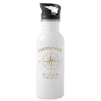 Kompass GPS Koordinaten Hannover - Trinkflasche mit integriertem Trinkhalm - Weiß - Rechts