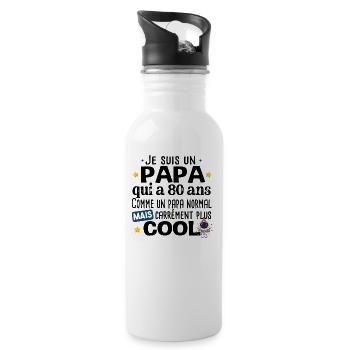Papa 80 ans Anniversaire Fête des Pères Humour - Gourde avec paille intégrée - blanc - Droite