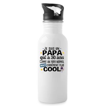 Papa 30 ans Anniversaire Fête des Pères Humour - Gourde avec paille intégrée - blanc - Droite