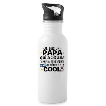 Papa 50 ans Anniversaire Fête des Pères Humour - Gourde avec paille intégrée - blanc - Droite