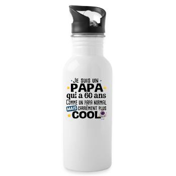 Papa 60 ans Anniversaire Fête des Pères Humour - Gourde avec paille intégrée - blanc - Droite