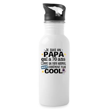 Papa 70 ans Anniversaire Fête des Pères Humour - Gourde avec paille intégrée - blanc - Droite