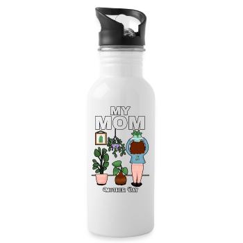 My mon - Mother Day - Trinkflasche mit integriertem Trinkhalm - Weiß - Rechts