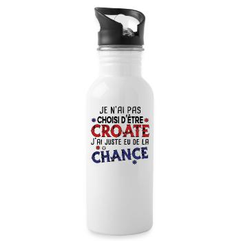 Croate Croatie Europe Cadeau Pays Humour Dubrovnik - Gourde avec paille intégrée - blanc - Droite