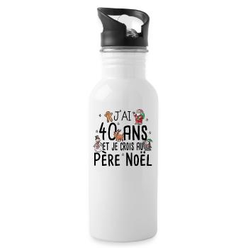 40 Ans Anniversaire Cadeau Père Noël Humour - Gourde avec paille intégrée - blanc - Droite