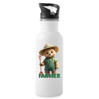 Garden Bear - Water bottle with straw - white - Right