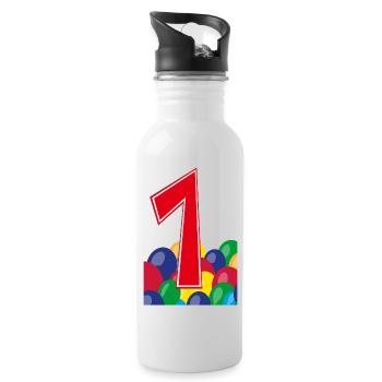 1 / Coole eins mit Luftballons zum Geburtstag. - Trinkflasche mit integriertem Trinkhalm - Weiß - Rechts