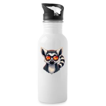 Ein stylischer Lemur mit Sonnenbrille - Trinkflasche mit integriertem Trinkhalm - Weiß - Rechts