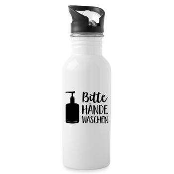 Hände waschen - Trinkflasche mit integriertem Trinkhalm - Weiß - Rechts