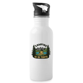 Camping ist in Zelten - Trinkflasche mit integriertem Trinkhalm - Weiß - Rechts