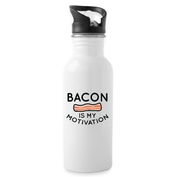 Speck ist meine Motivation - Trinkflasche mit integriertem Trinkhalm - Weiß - Rechts