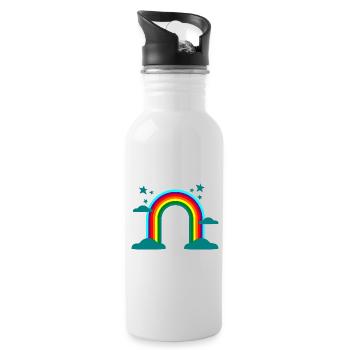 Rainbow Clouds Stars Colorful Gift - Water bottle with straw - white - Right