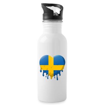 Drapeau de la Suède Scandinavie Drapeau suédois - Gourde avec paille intégrée - blanc - Droite